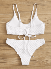Fishnet Overlay Spaghetti Strap Bikini Set