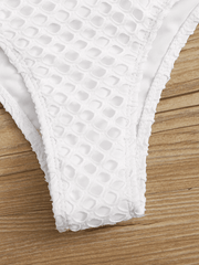 Fishnet Overlay Spaghetti Strap Bikini Set