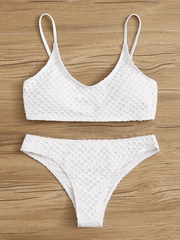 Fishnet Overlay Spaghetti Strap Bikini Set